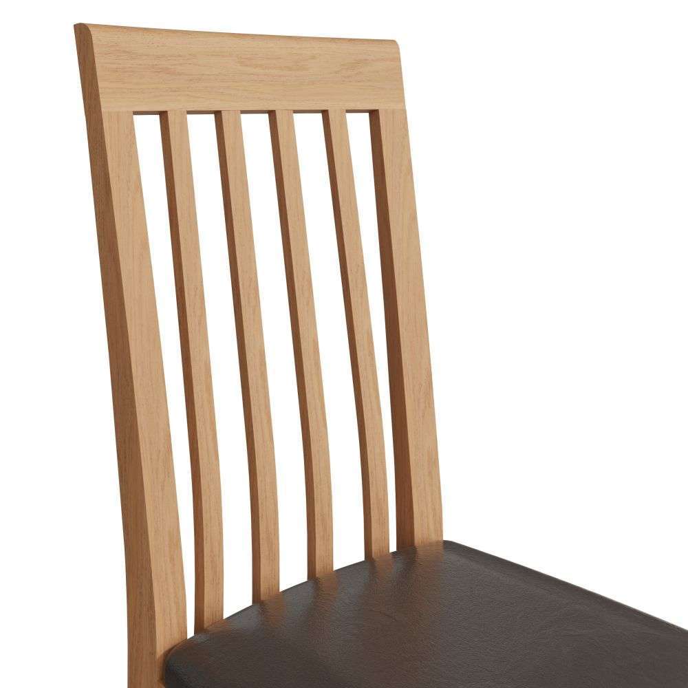 Bergen Oak Rail Back Chair Faux Leather Seat