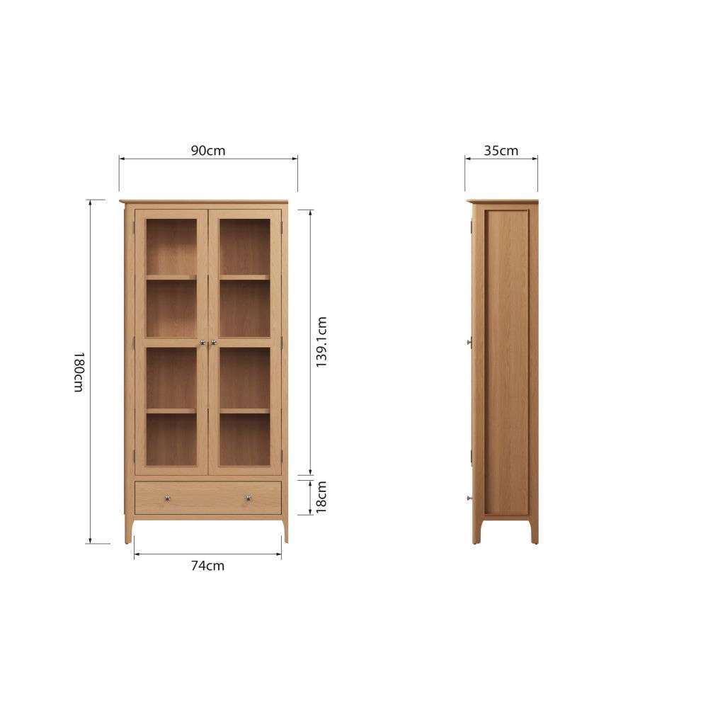 Bergen Oak Glass Display Cabinet