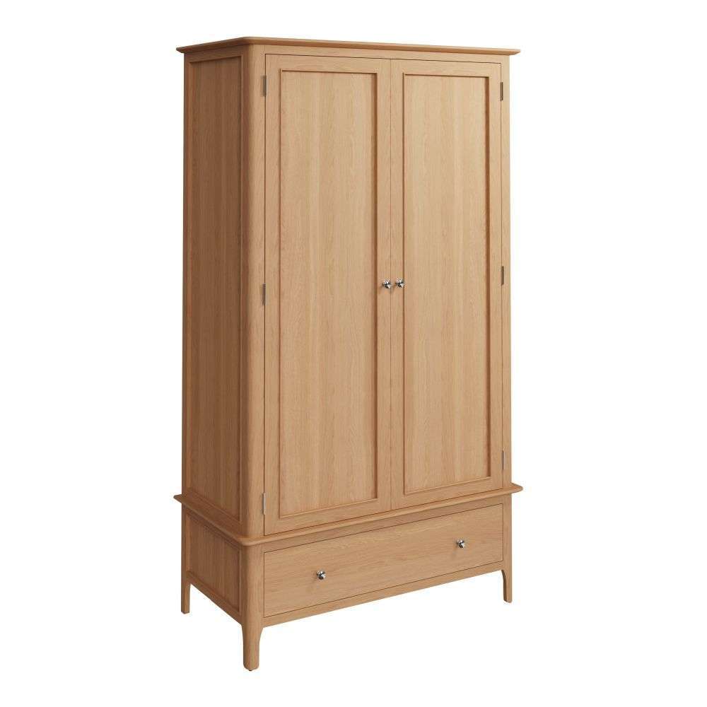 Bergen Oak Large 2 Door Wardrobe with Drawer