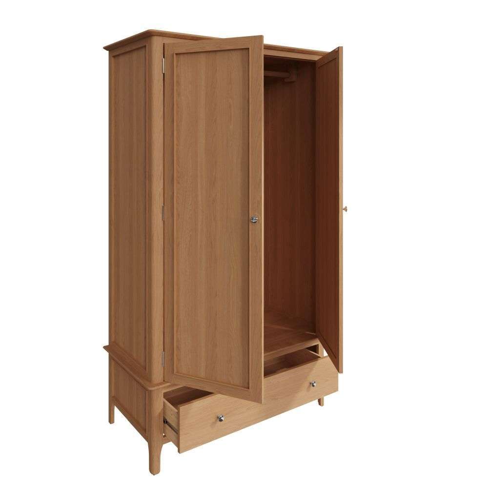 Bergen Oak Large 2 Door Wardrobe with Drawer