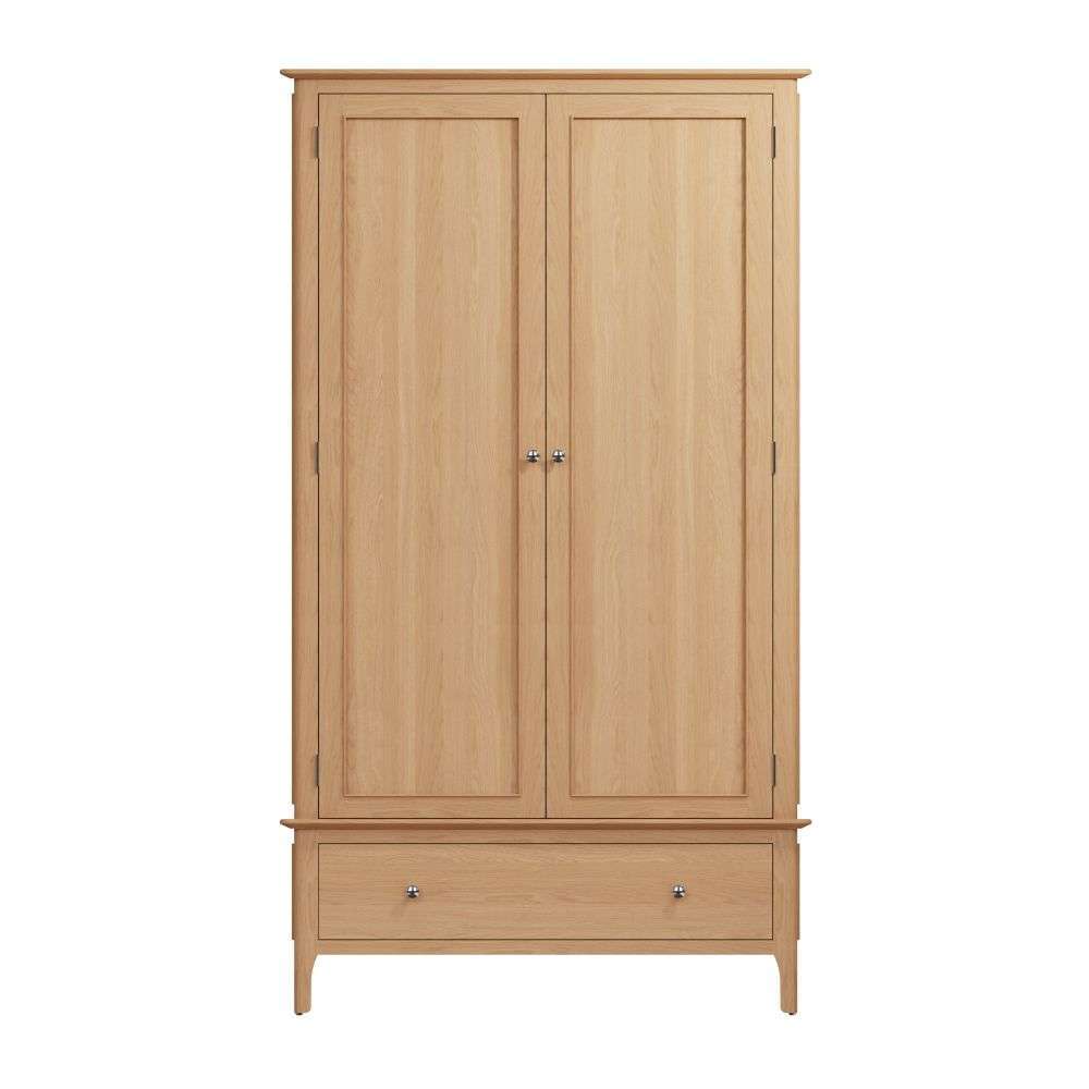 Bergen Oak Large 2 Door Wardrobe with Drawer