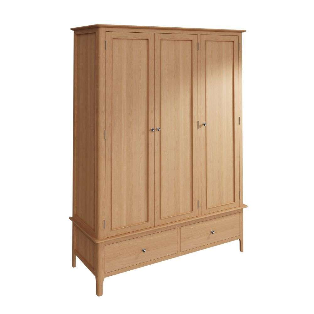 Bergen Oak Large 3 Door Wardrobe