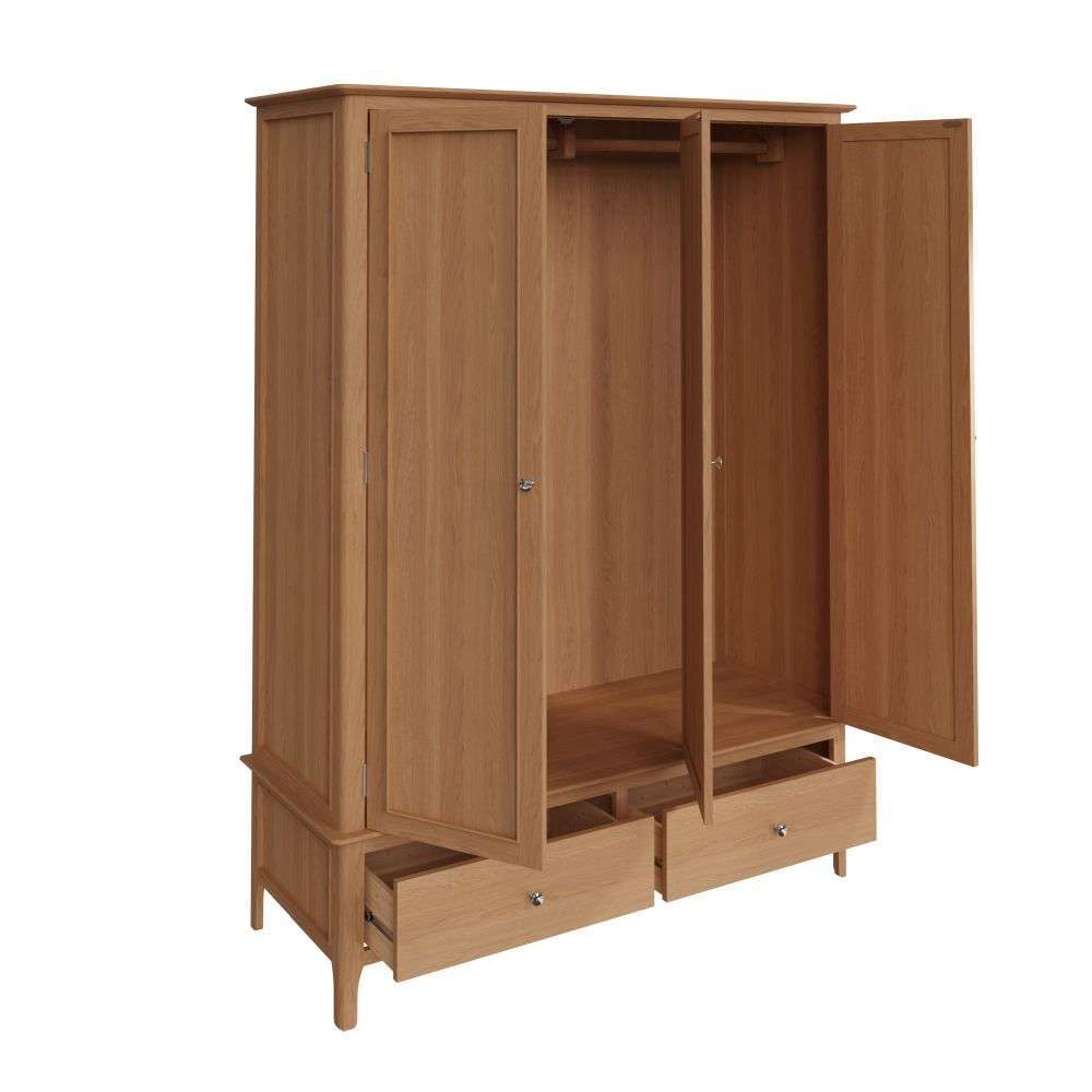 Bergen Oak Large 3 Door Wardrobe