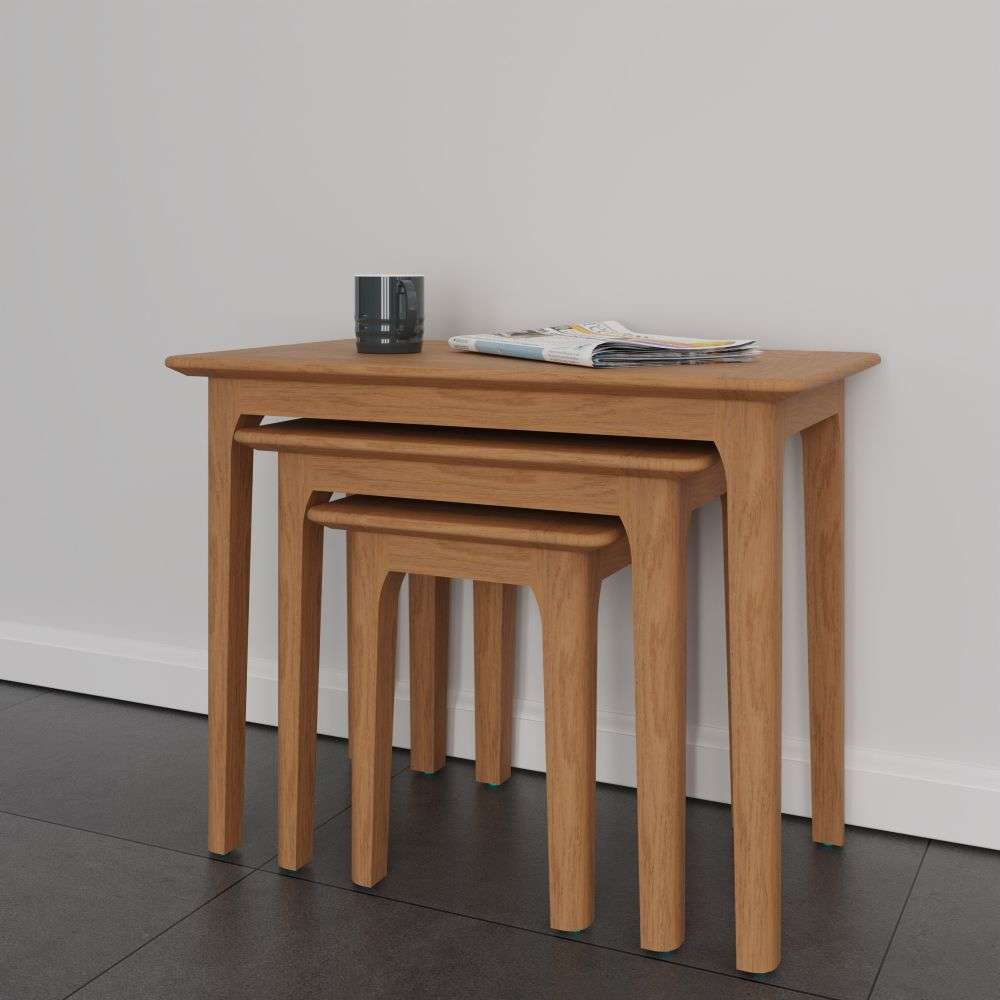 Bergen Oak Nest of 3 Tables