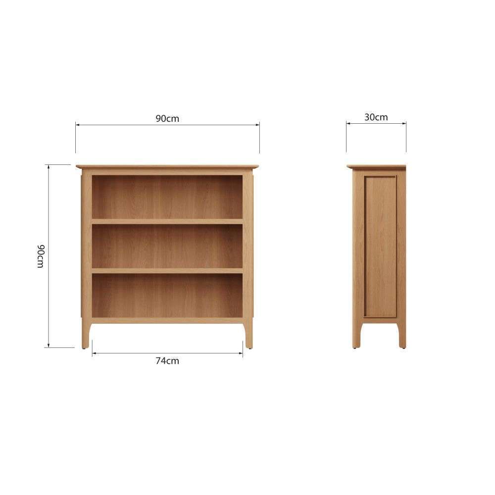 Bergen Oak Small Wide Bookcase