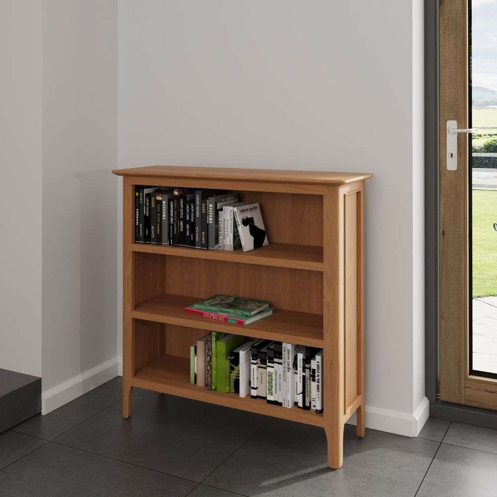 Bergen Oak Small Wide Bookcase