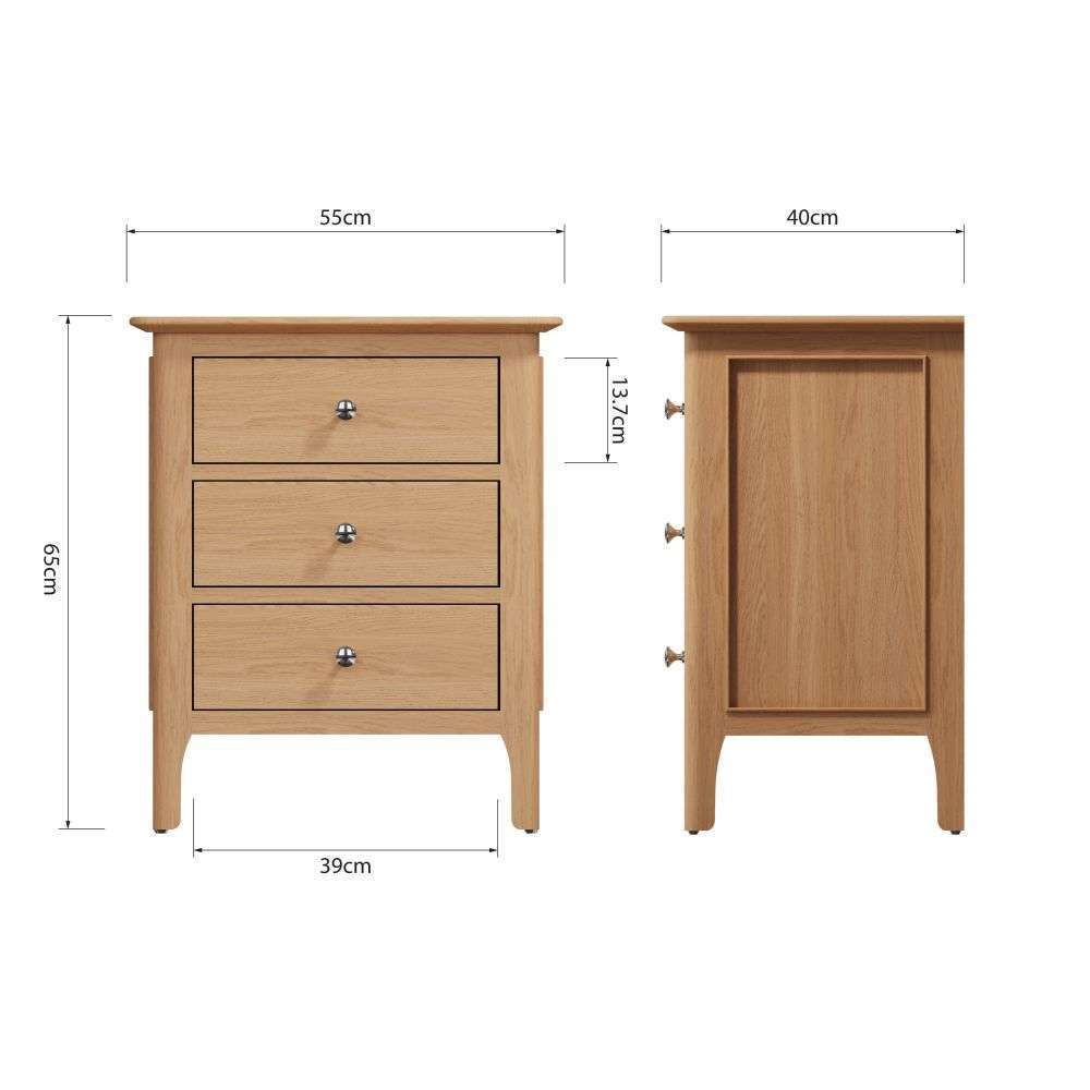 Bergen Oak Extra Large Bedside Table