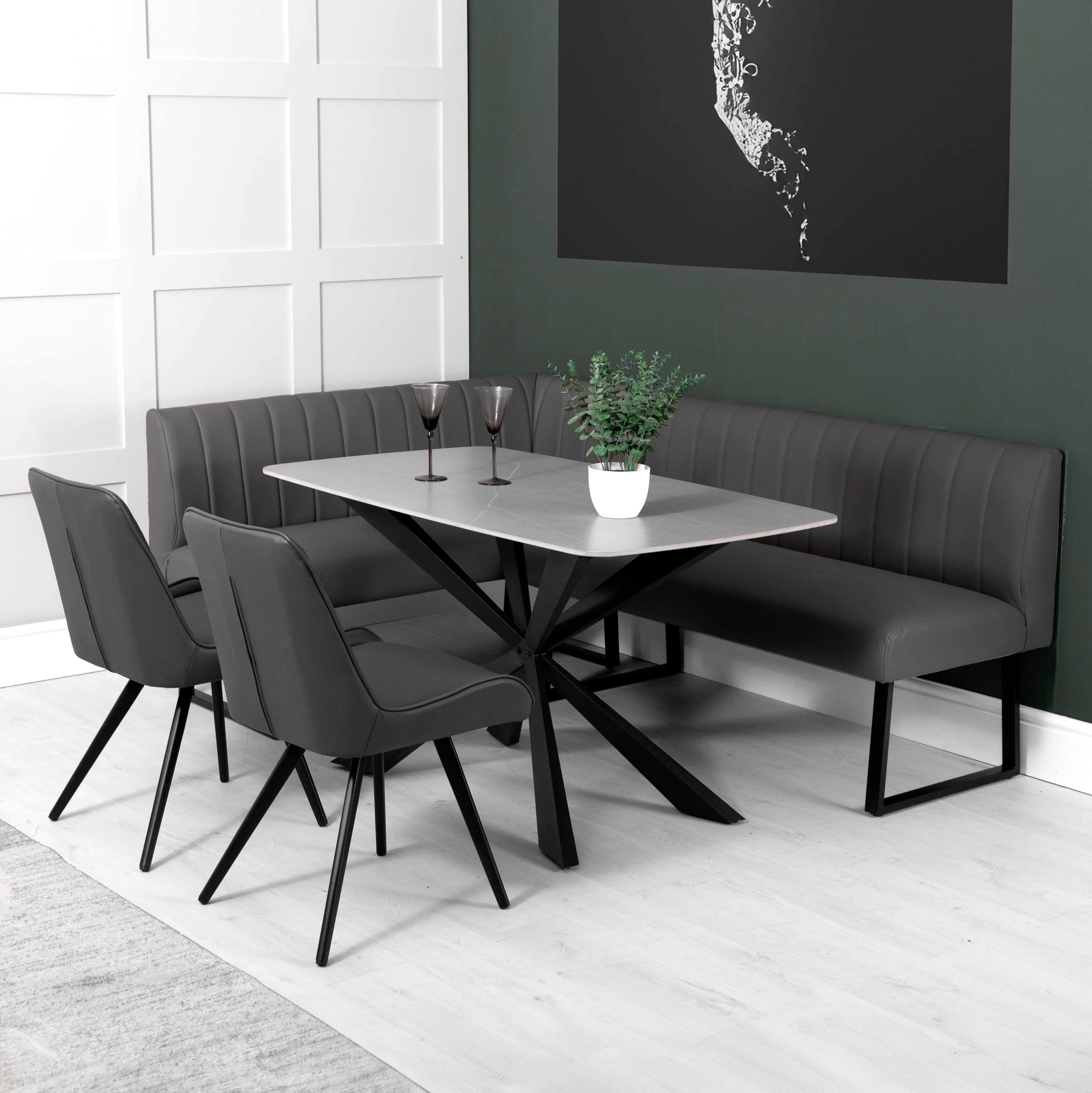 Charlesworth Grey 142cm Left Hand Modern Industrial Dining Bench