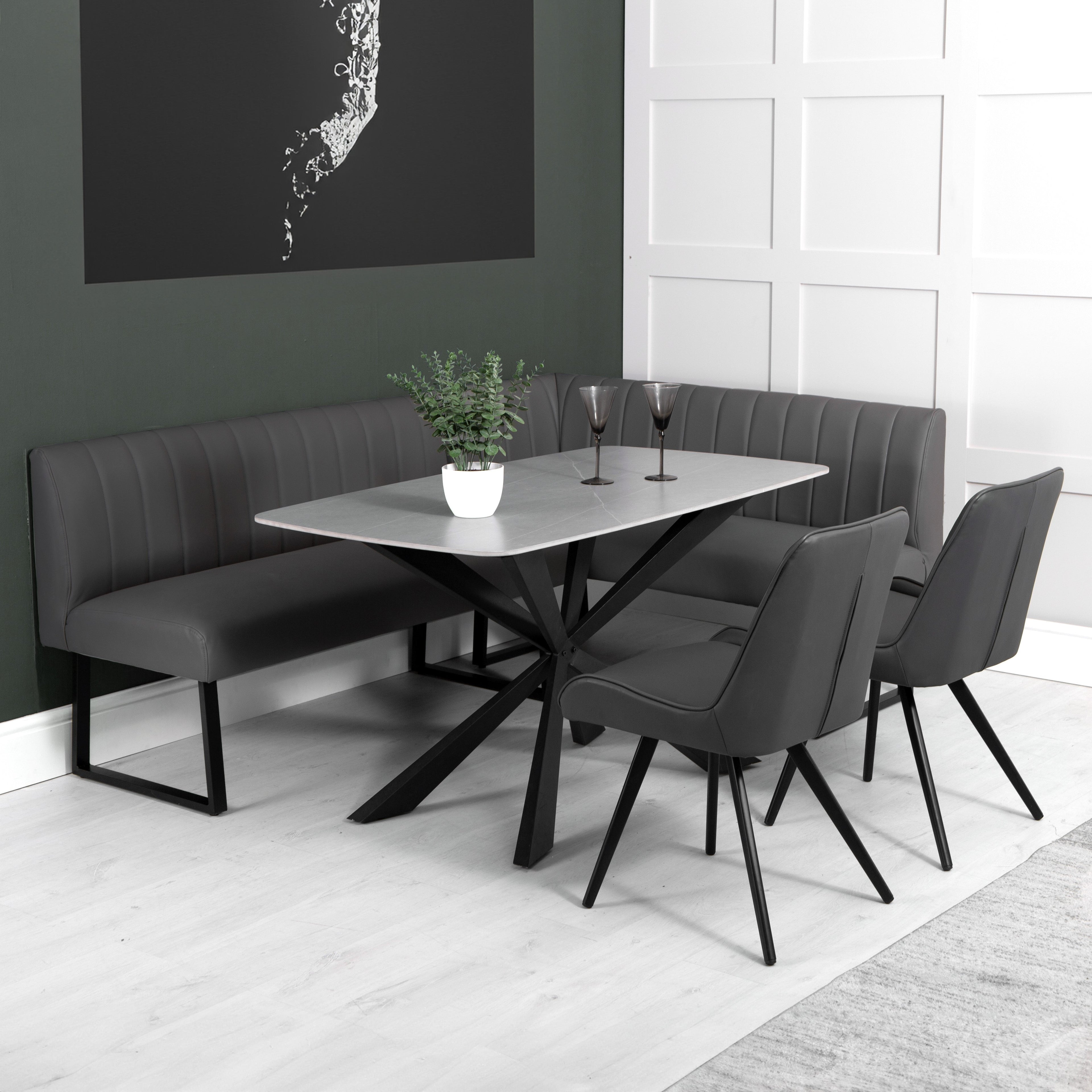 Charlesworth Grey 142cm Right Hand Modern Industrial Dining Bench
