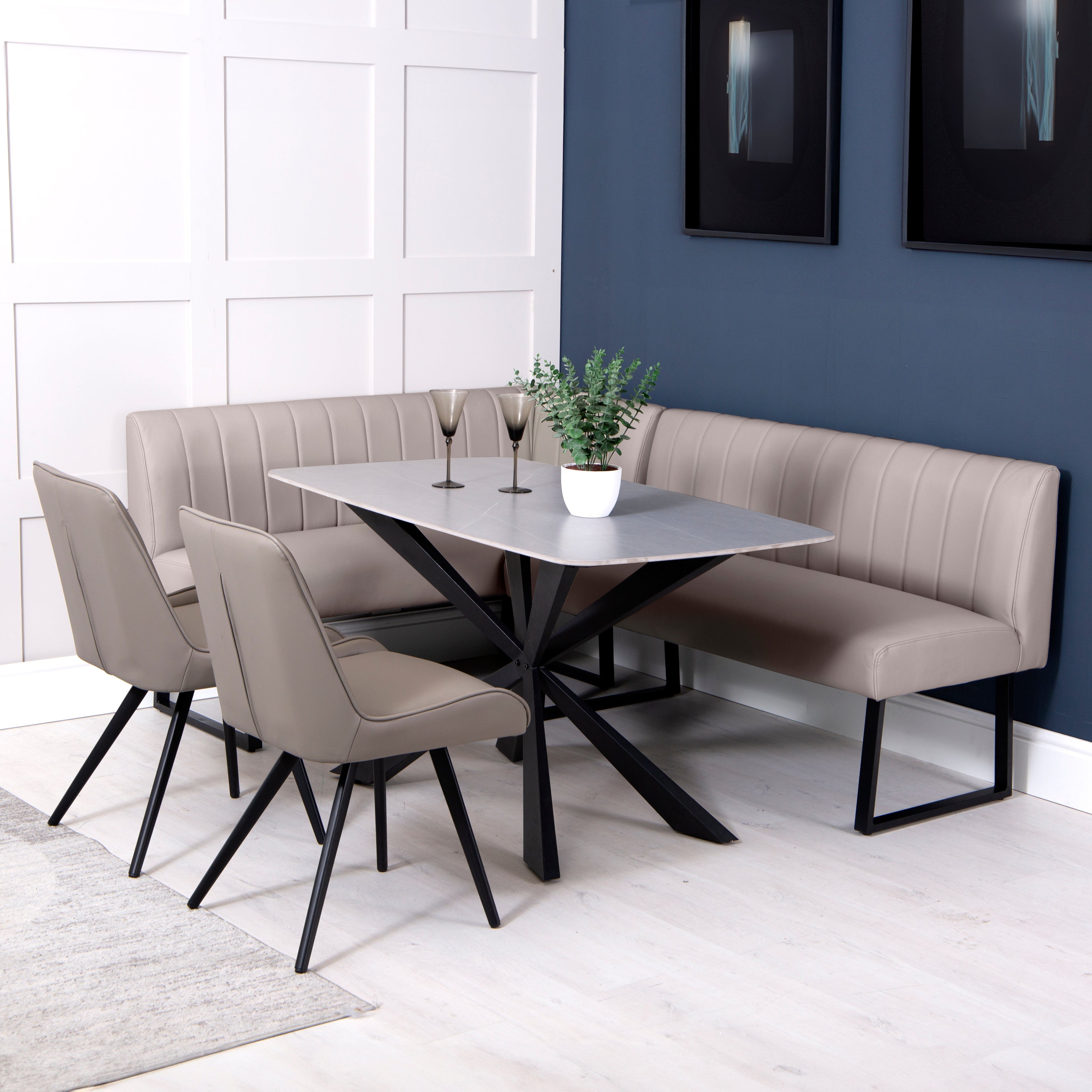 Charlesworth Taupe 140cm Modern Industrial Dining Bench