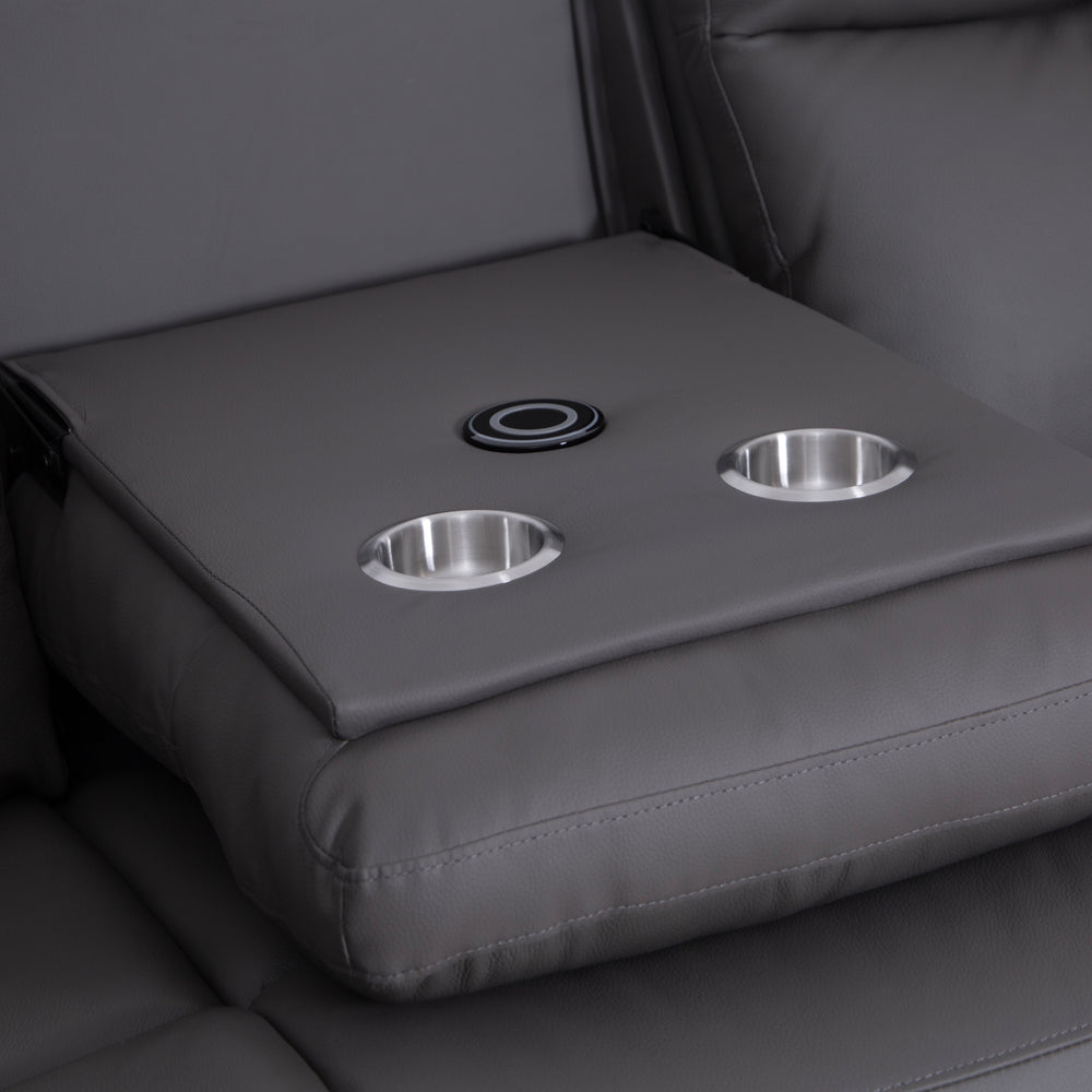 Florence Pewter Power Corner Sofa with Console