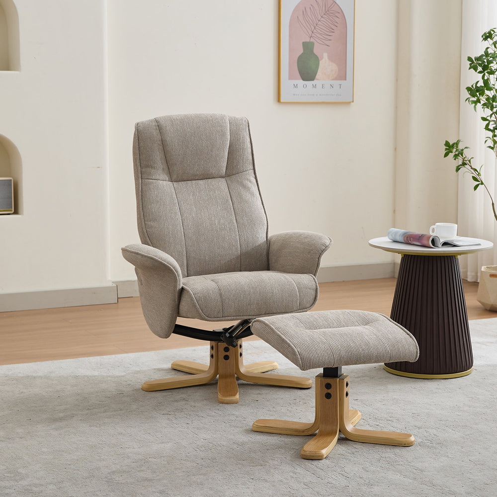 Salvador Swivel Recliner & Foot Stool - Camel