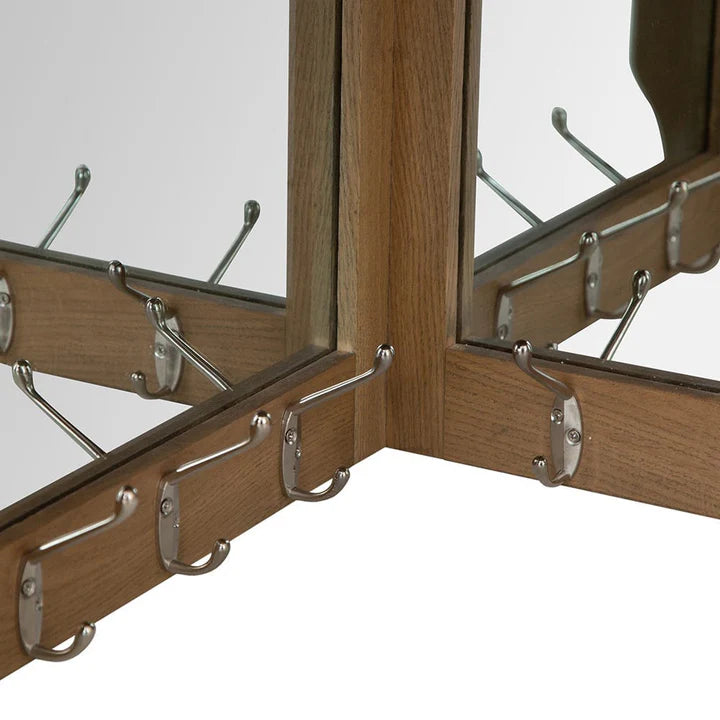 Wessex Smoked Oak Corner Mirrored Coat Rack