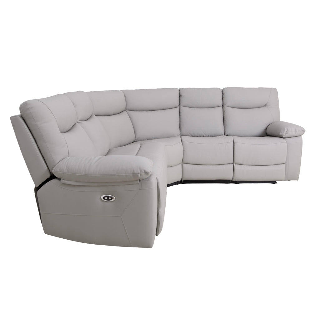Florence Pearl Grey Power Corner Sofa with Console