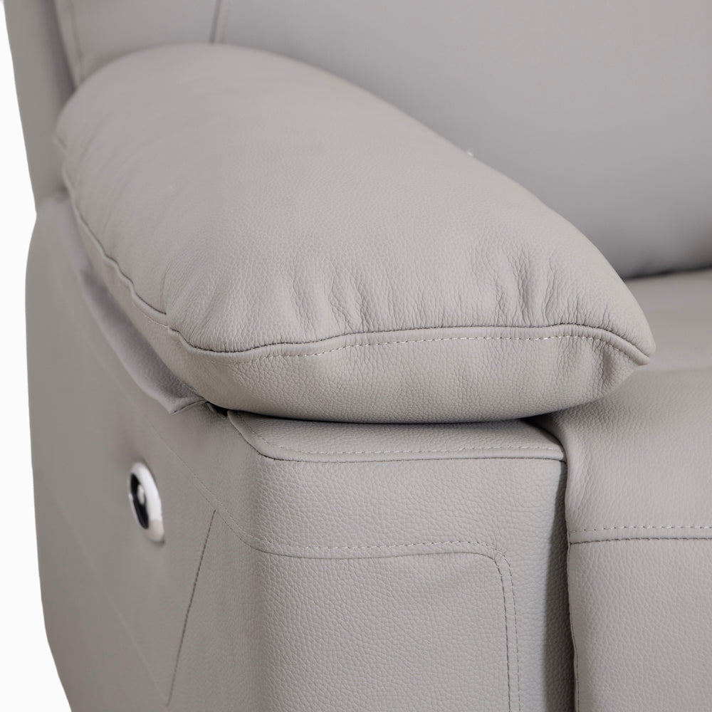 Florence Pearl Grey Power Recliner 3 Seater Sofa with Console