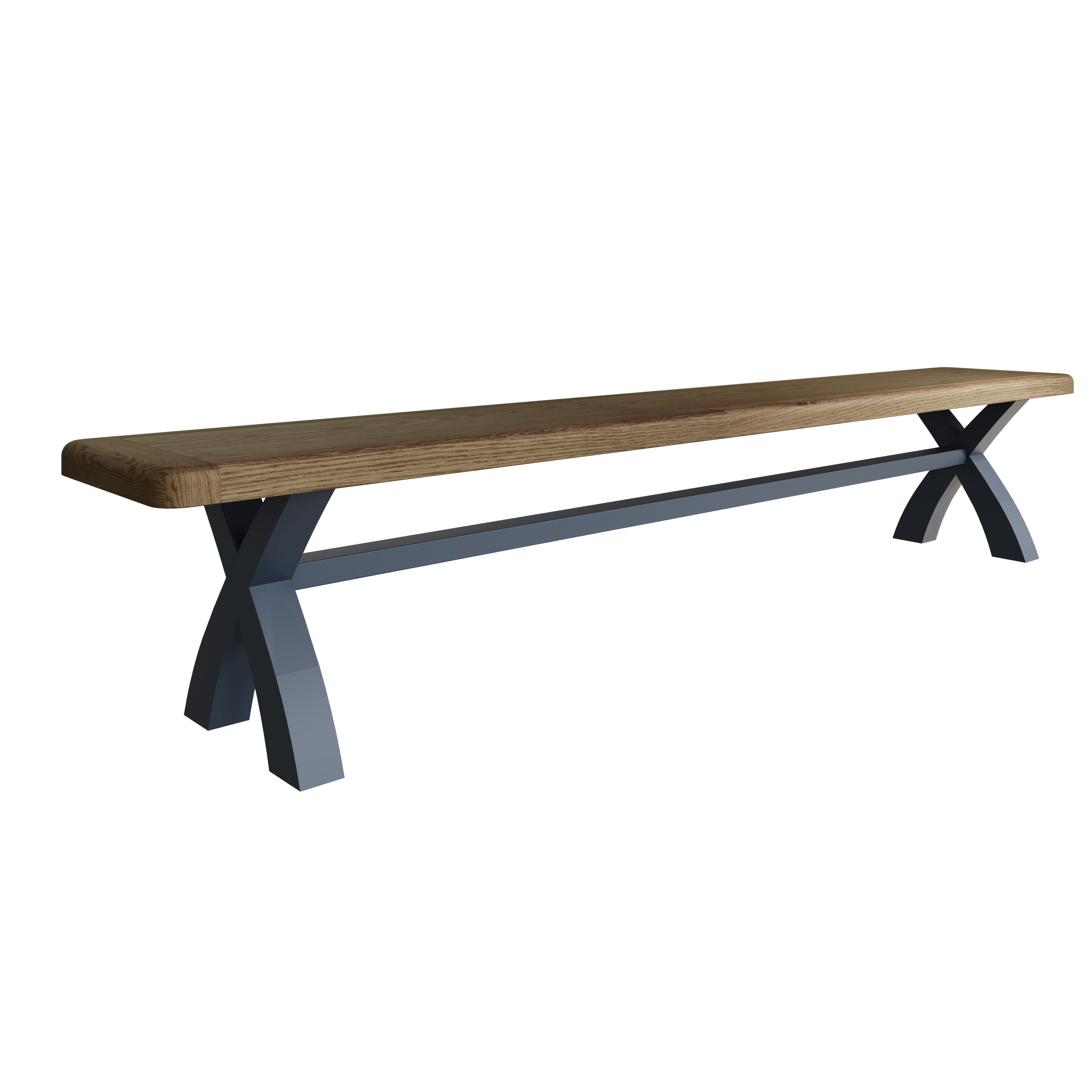 Wessex Smoked Oak Blue Painted 2.5m Cross Leg Bench