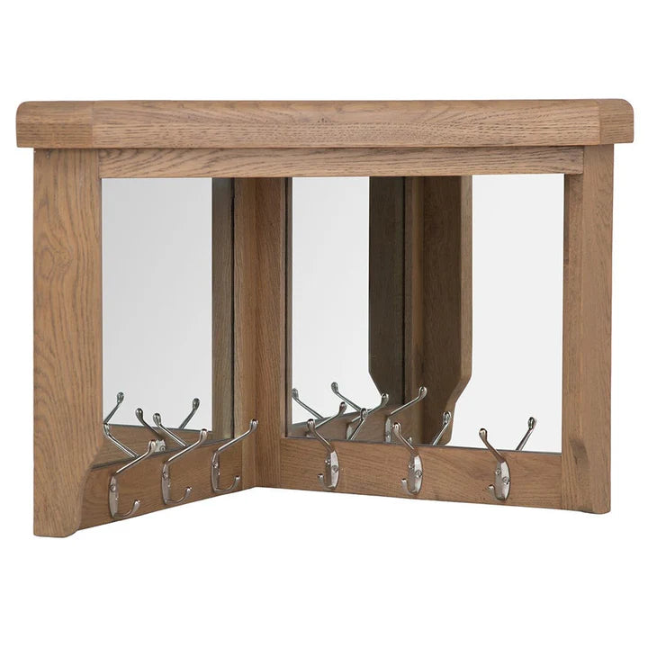 Wessex Smoked Oak Corner Mirrored Coat Rack