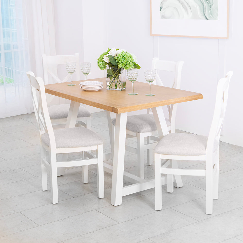 Eaton White Small Fixed Top Dining Table Set
