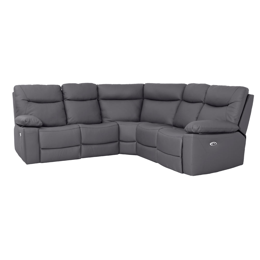 Florence Pewter Power Corner Sofa with Console