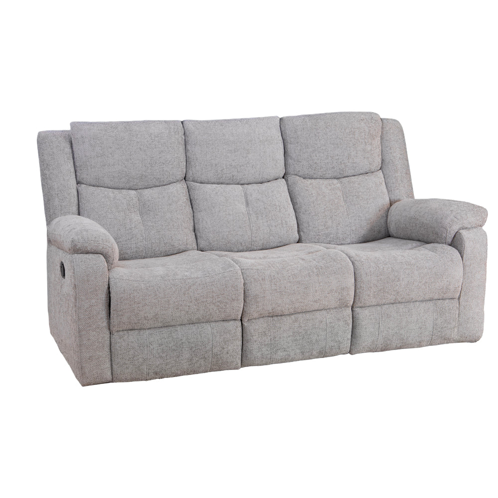 Rome Silver Manual Recliner 3 Seater Sofa with Console