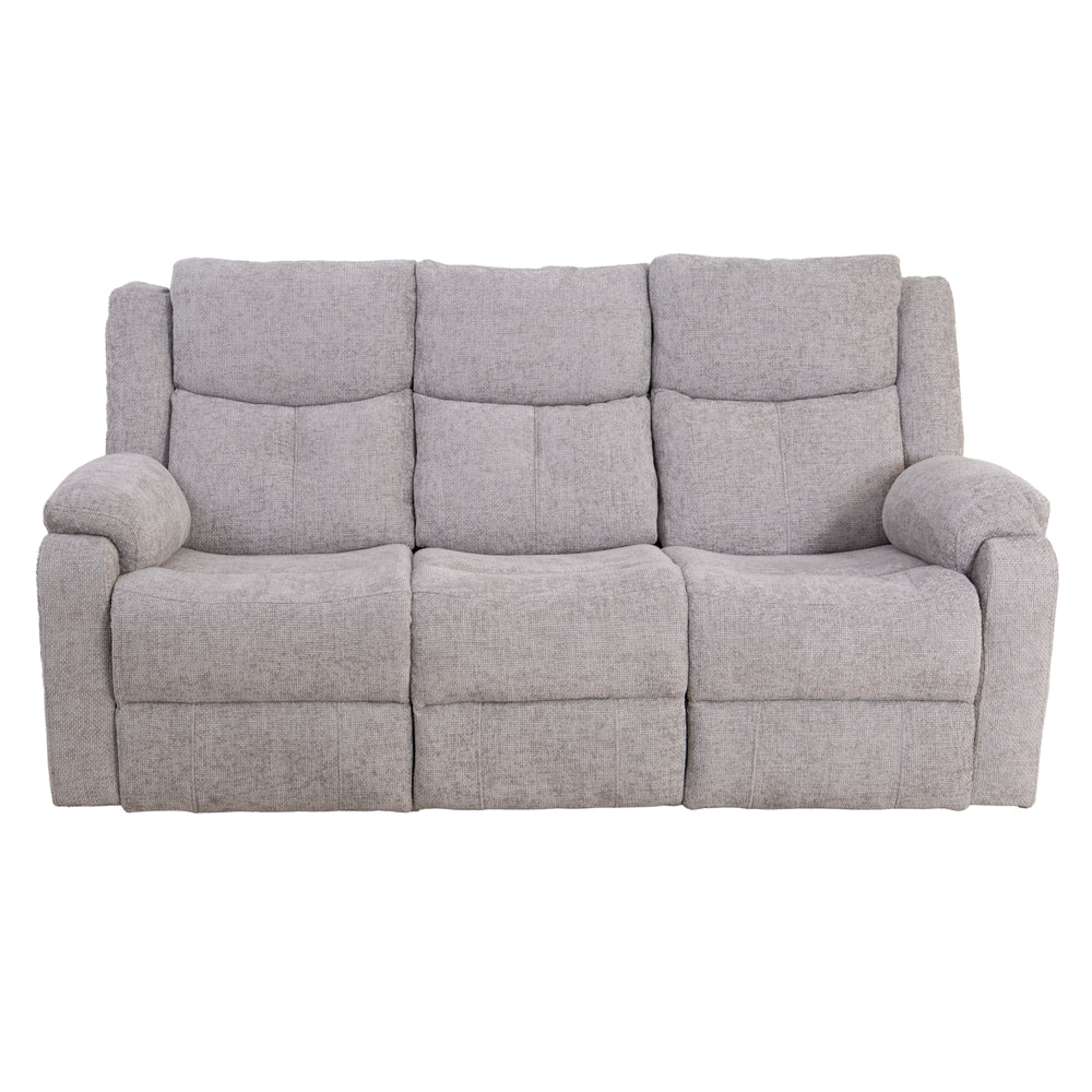 Rome Silver Manual Recliner 3 Seater Sofa with Console