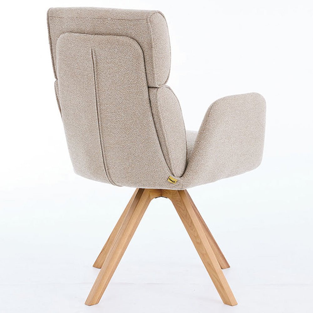 Biscuit High Back Swivel Chair with Wooden Legs - The Furniture Warehouse