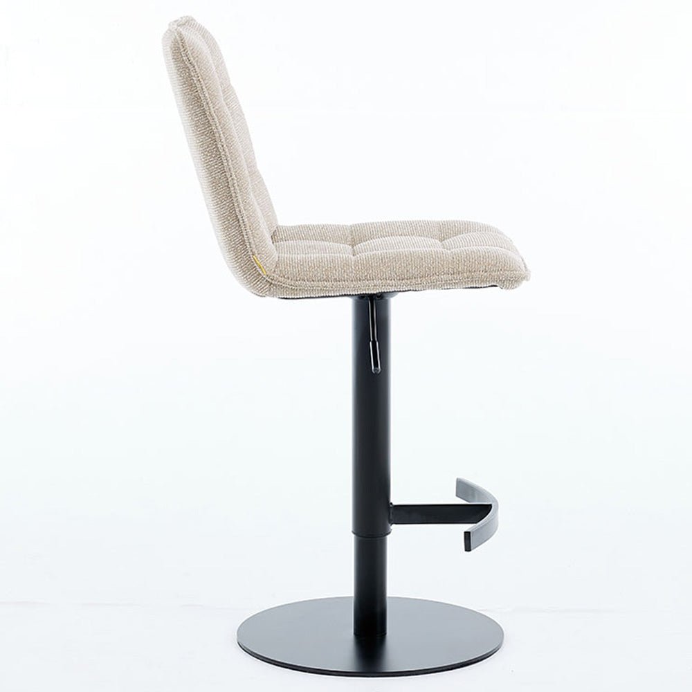 Biscuit Panel Stitch Bar Stool with Metal Legs - The Furniture Warehouse