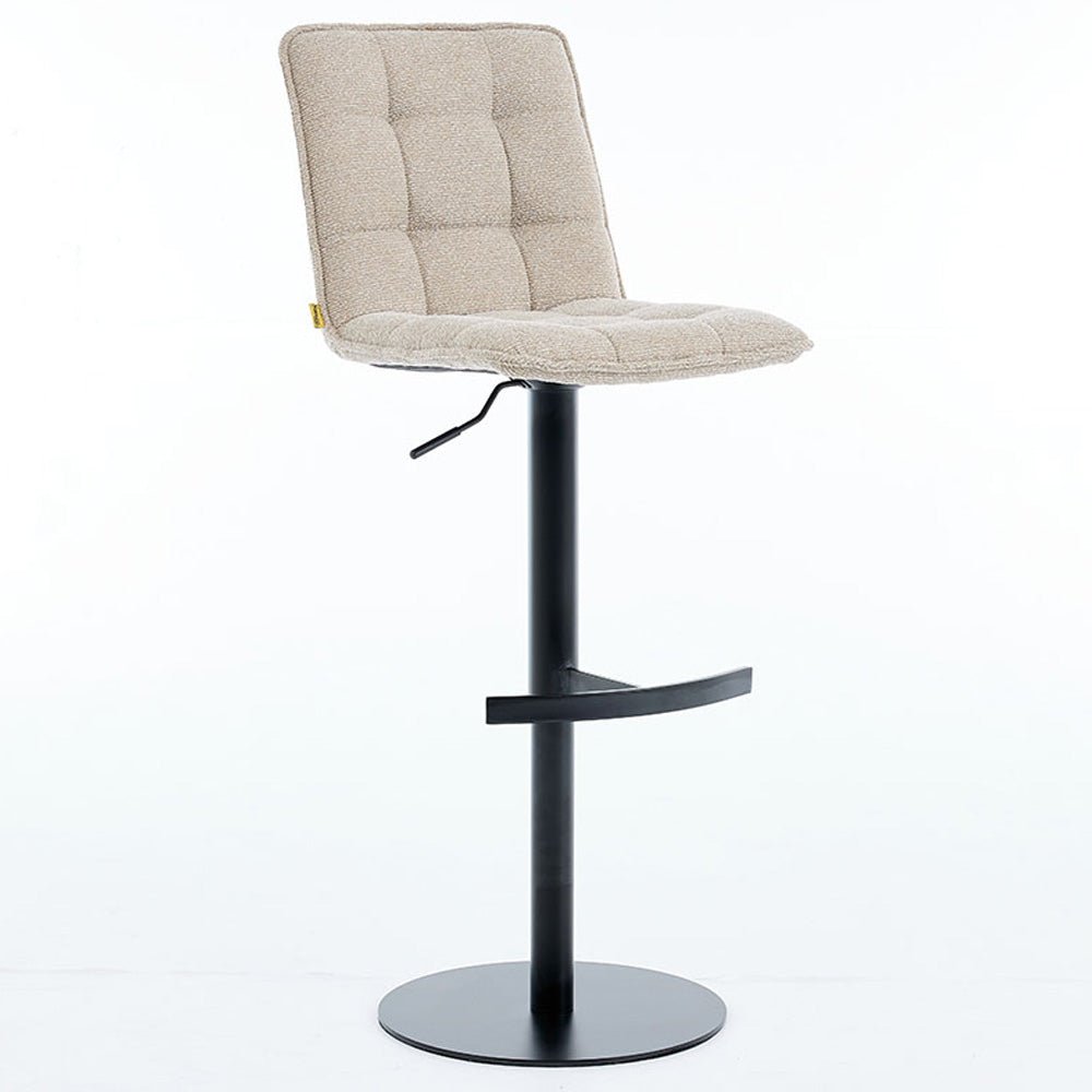 Biscuit Panel Stitch Bar Stool with Metal Legs - The Furniture Warehouse