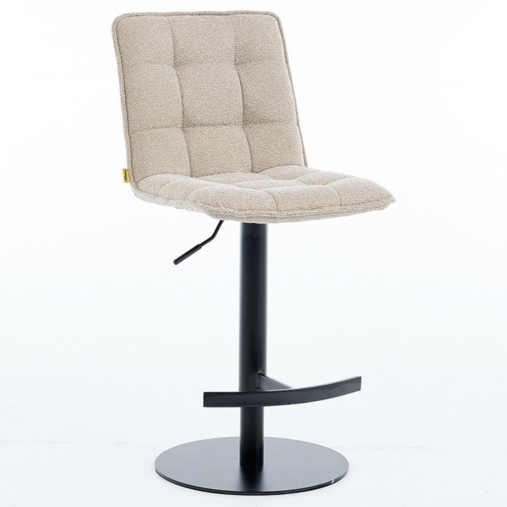 Biscuit Panel Stitch Bar Stool with Metal Legs - The Furniture Warehouse