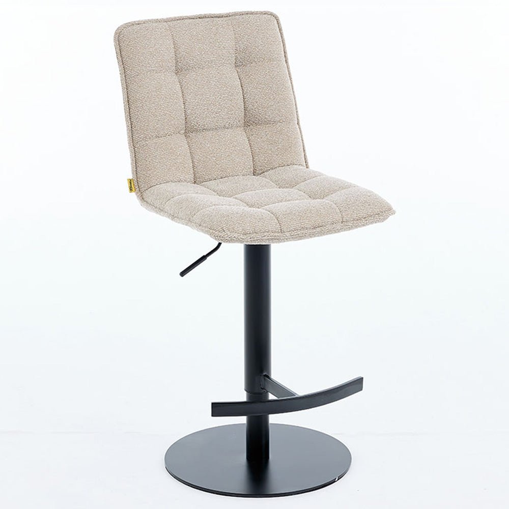 Biscuit Panel Stitch Bar Stool with Metal Legs - The Furniture Warehouse