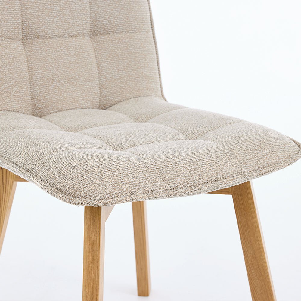 Biscuit Panel Stitch Chair with Wooden Legs - The Furniture Warehouse