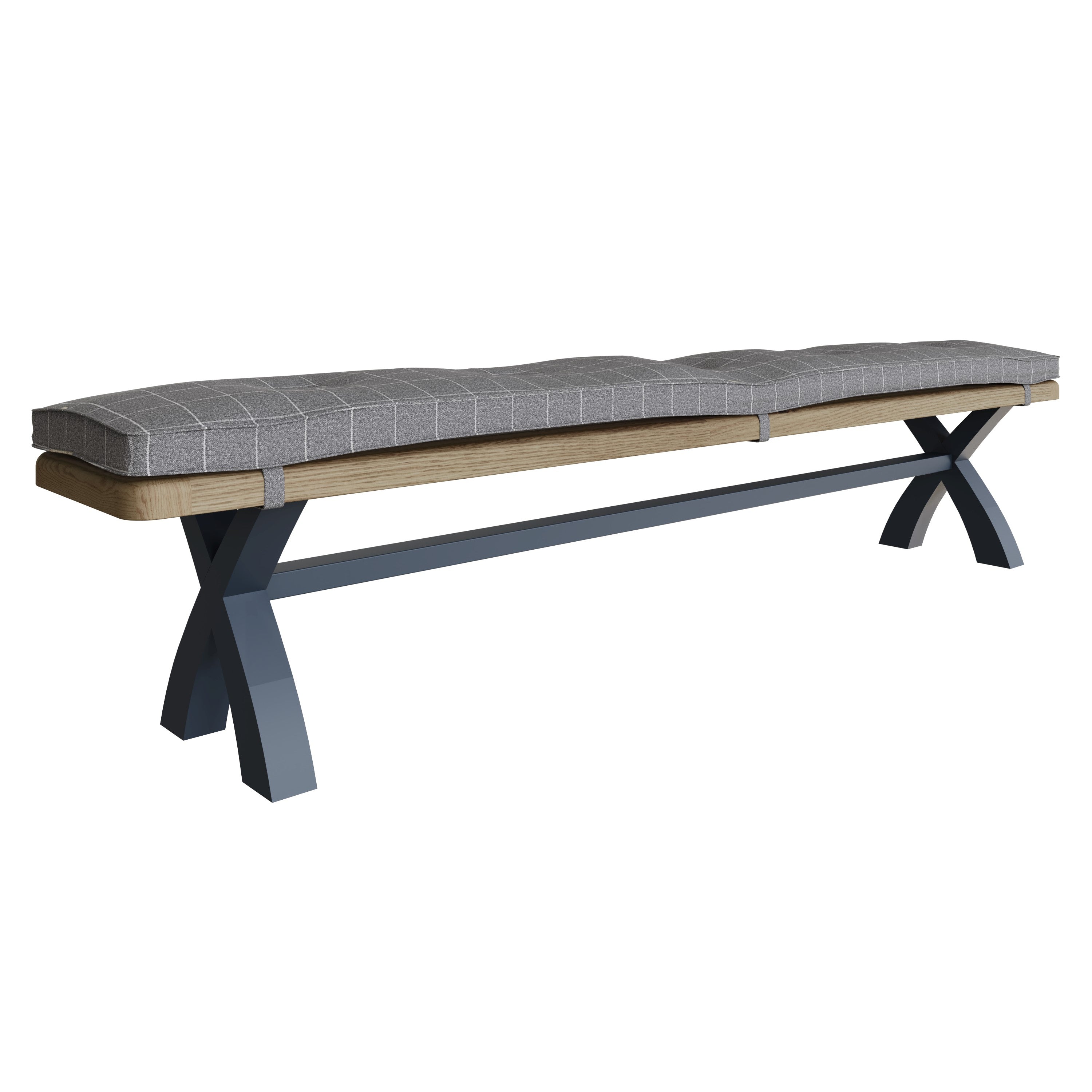 Wessex Smoked Oak Blue Painted 2.5m Cross Leg Bench