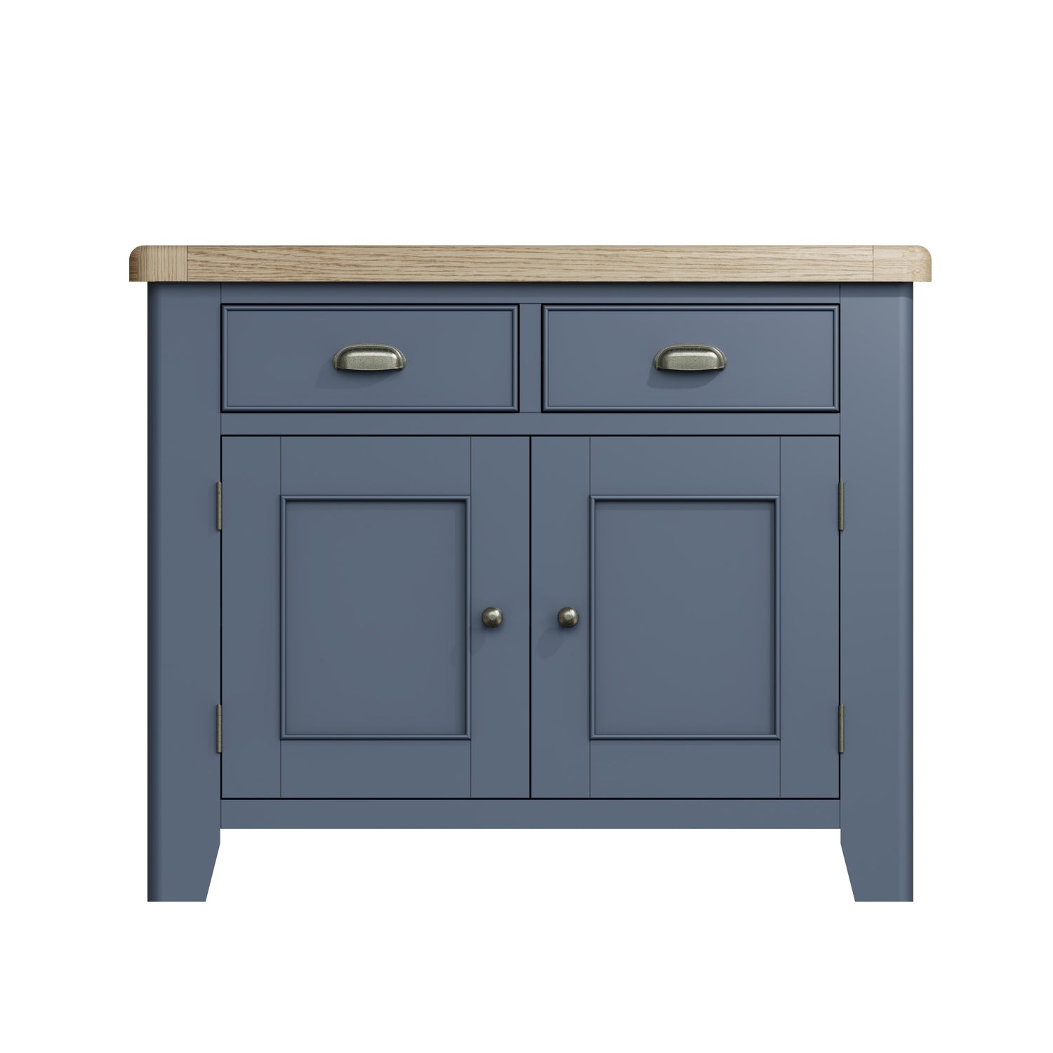 Wessex Smoked Oak Blue Painted Small 2 Drawer 2 Door Sideboard