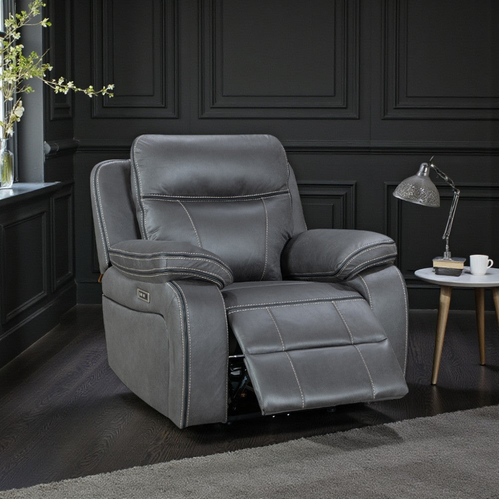 California Dark Grey Power Recliner Armchair - The Furniture Warehouse