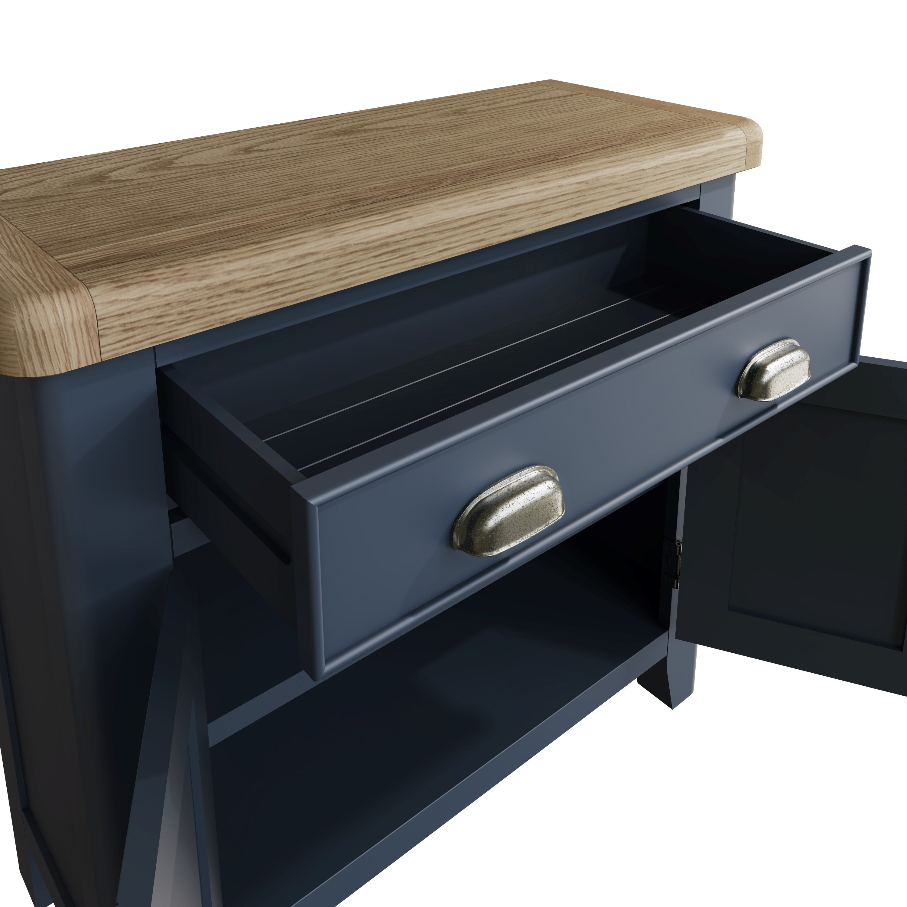 Wessex Smoked Oak Blue Painted Mini 1 Drawer 2 Door Sideboard