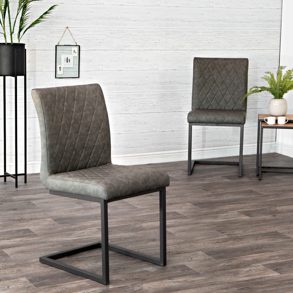 Industrial Grey Diamond Stitch Dining Chair