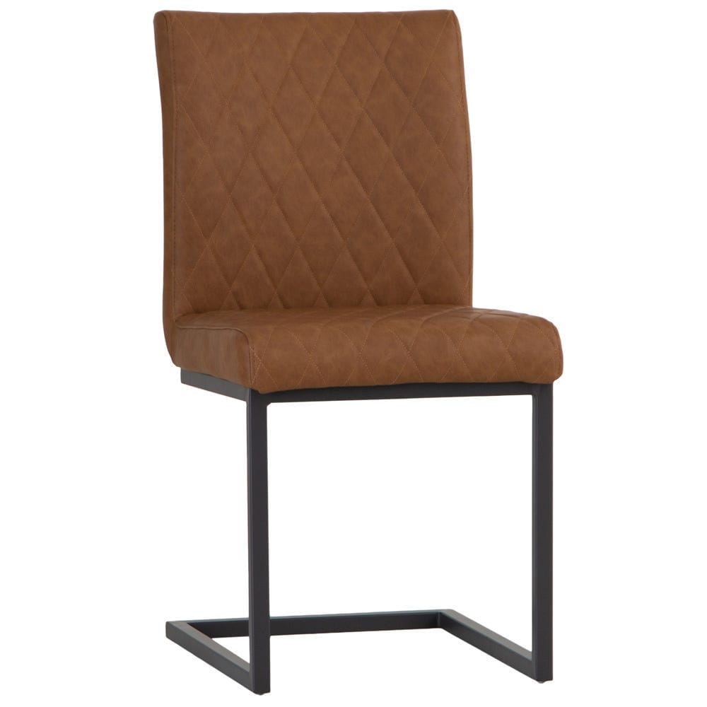 Industrial Tan Diamond Stitch Dining Chair