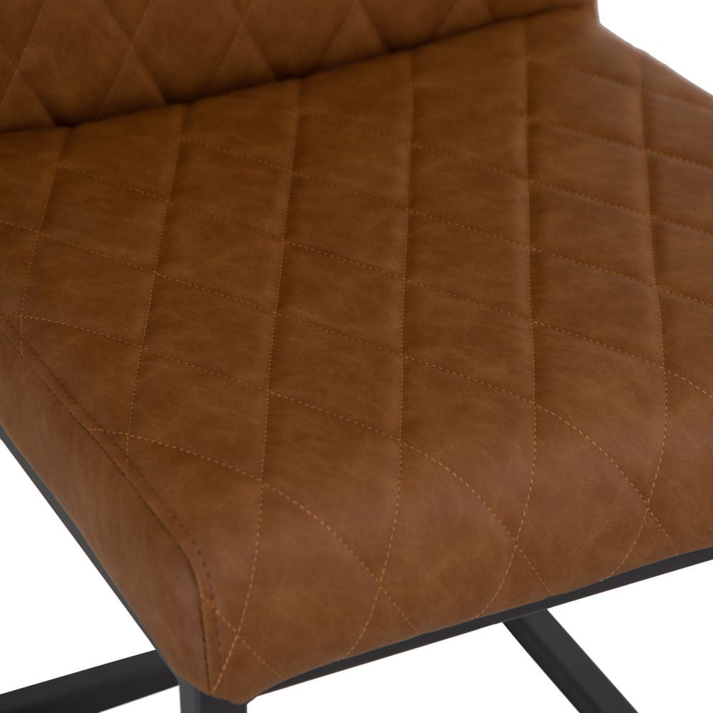 Industrial Tan Diamond Stitch Dining Chair