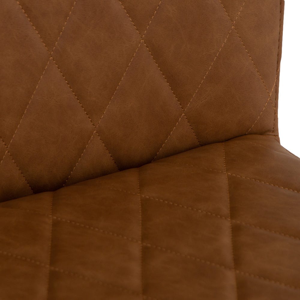 Industrial Tan Diamond Stitch Dining Chair