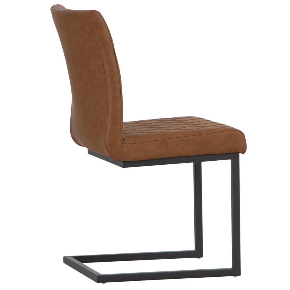 Industrial Tan Diamond Stitch Dining Chair