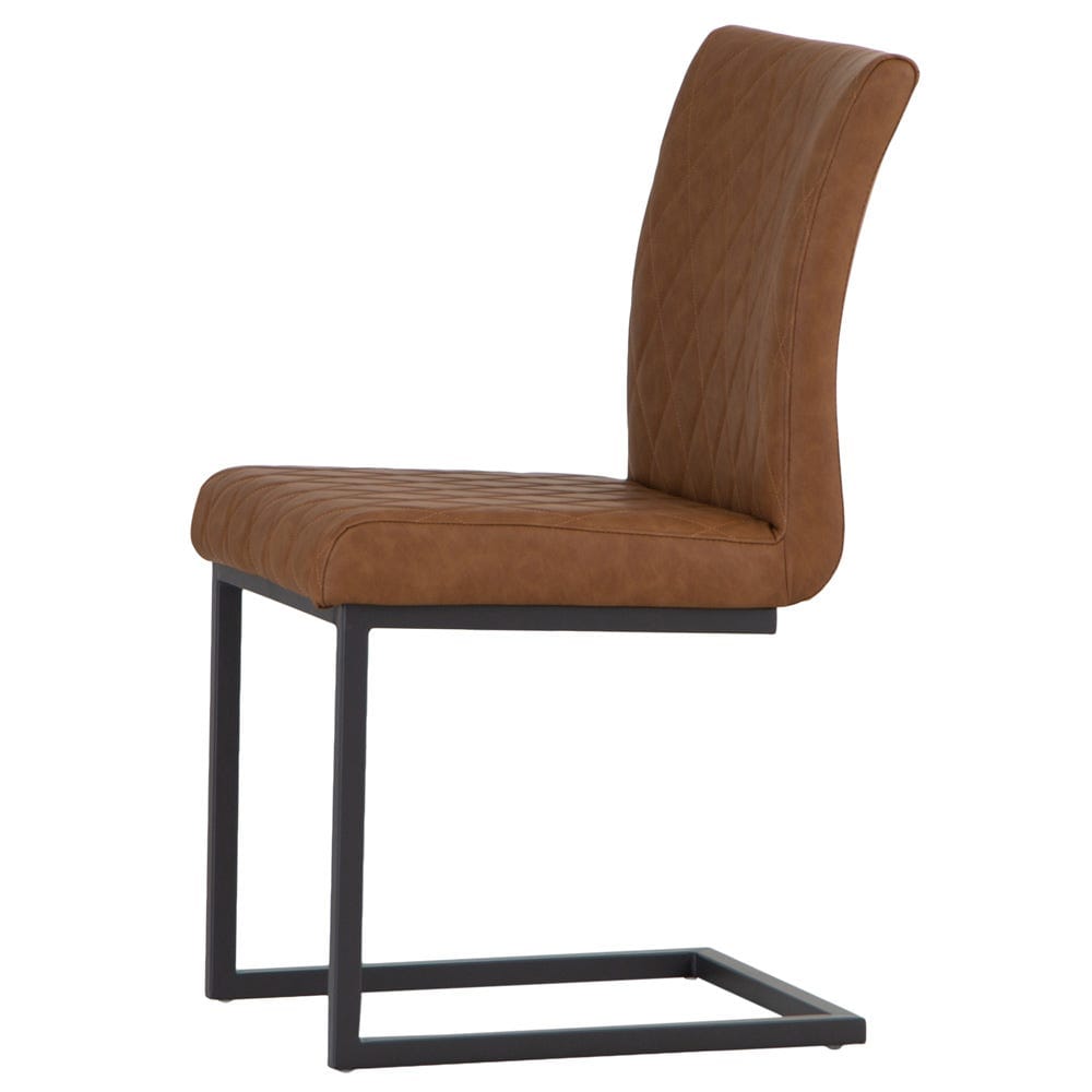 Industrial Tan Diamond Stitch Dining Chair