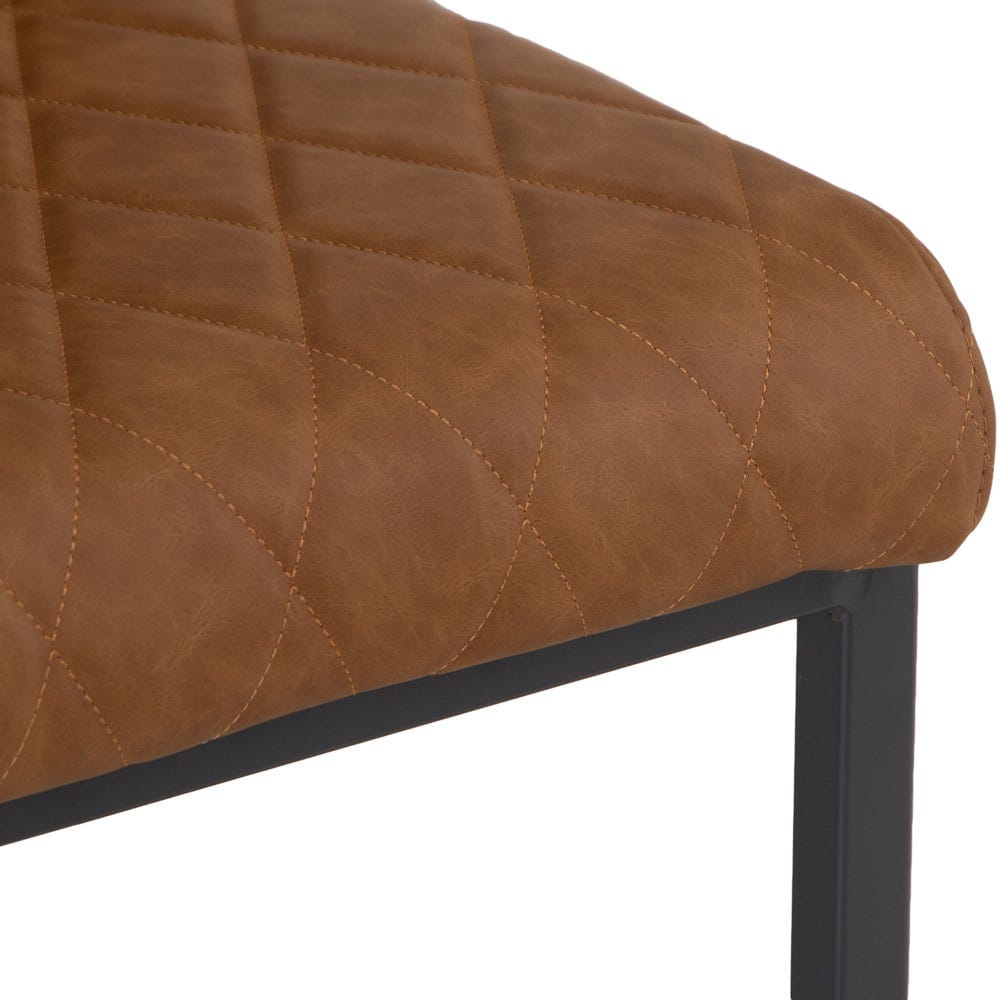 Industrial Tan Diamond Stitch Dining Chair