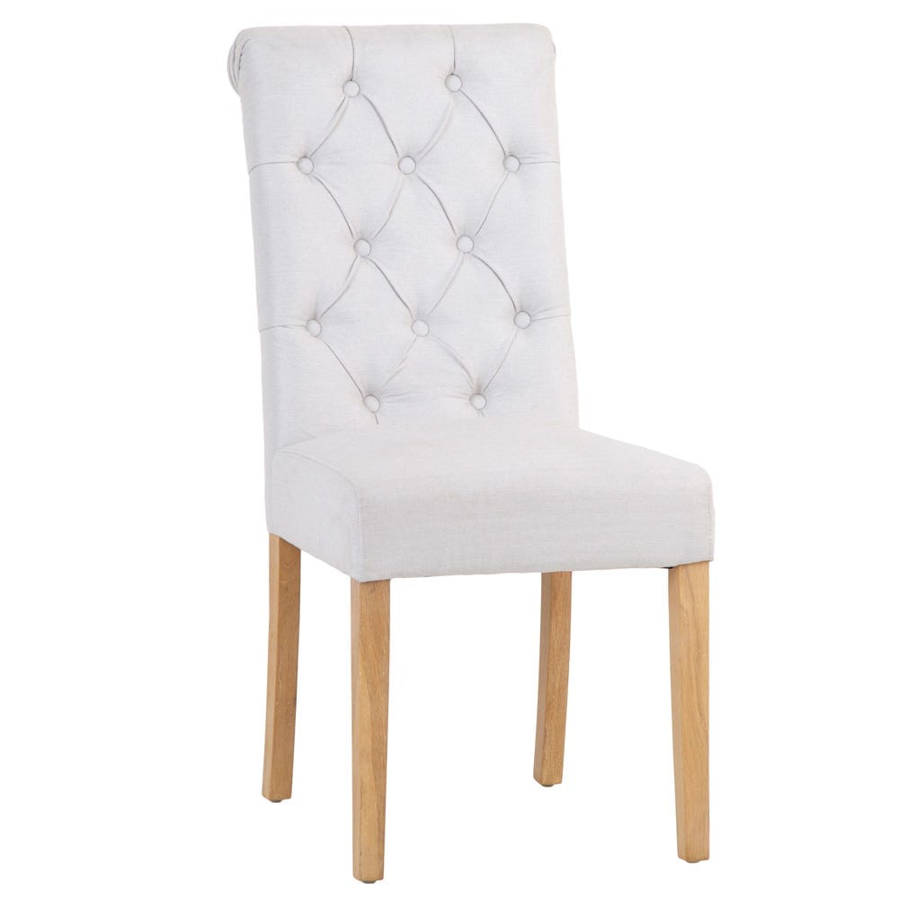 Torino Beige Scroll Button Back Dining Chair