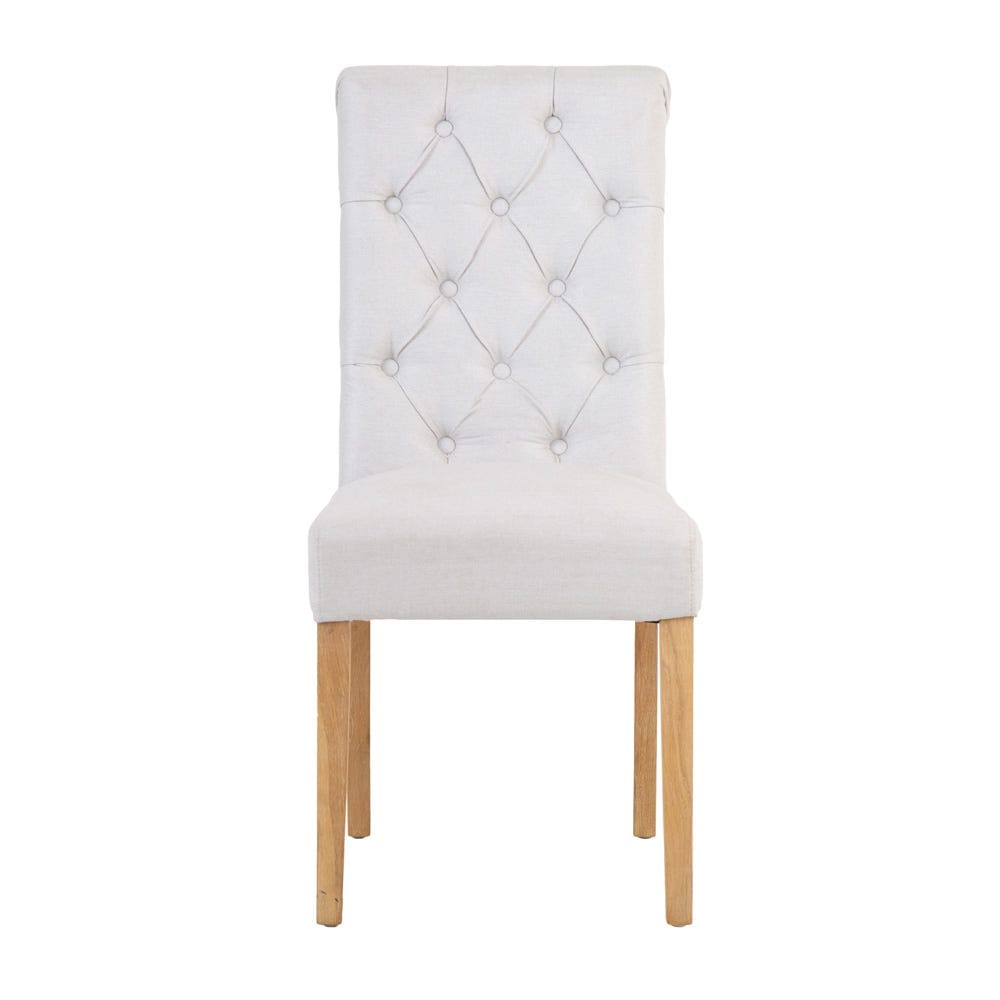 Torino Beige Scroll Button Back Dining Chair