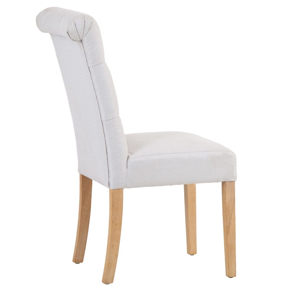 Torino Beige Scroll Button Back Dining Chair