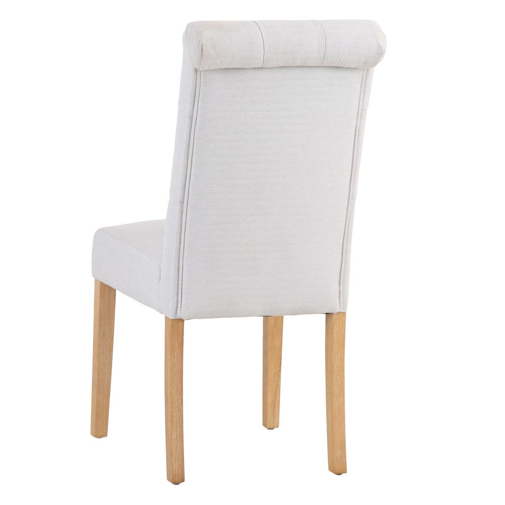 Torino Beige Scroll Button Back Dining Chair