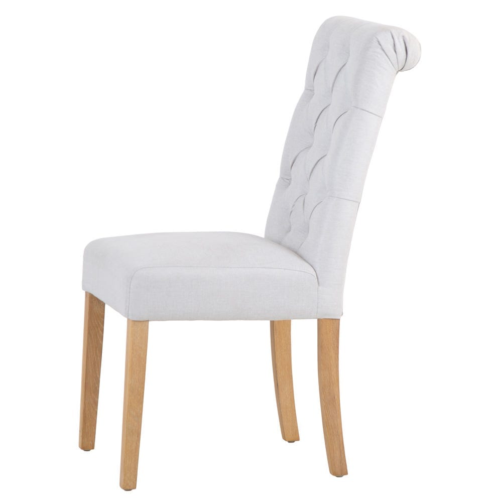 Torino Beige Scroll Button Back Dining Chair
