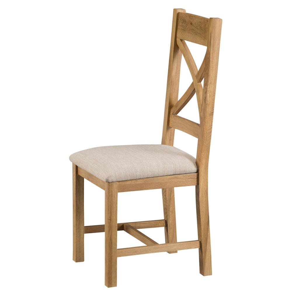 Winchester Oak Cross Back Chair With Fabric Seat
