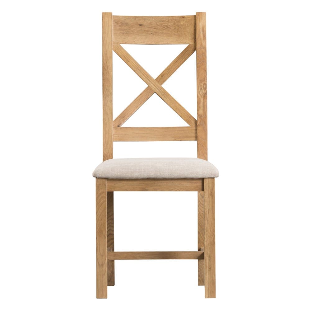 Winchester Oak Cross Back Chair With Fabric Seat