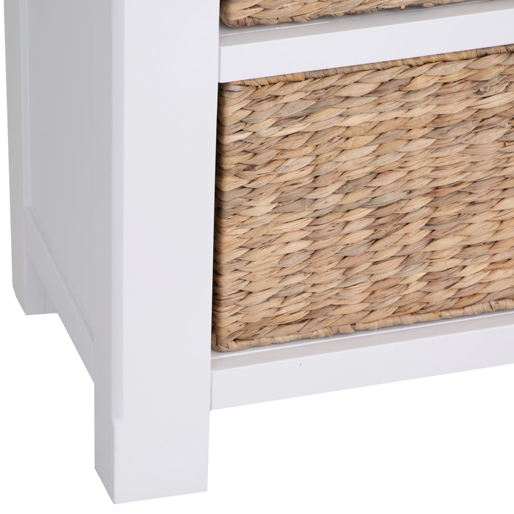 Dorset White Painted Oak Large Storage Chest with Wicker Baskets